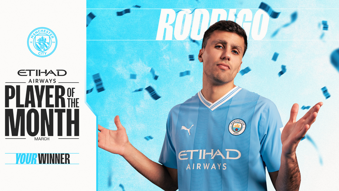 Rodrigo crowned Etihad Player of the Month for March 