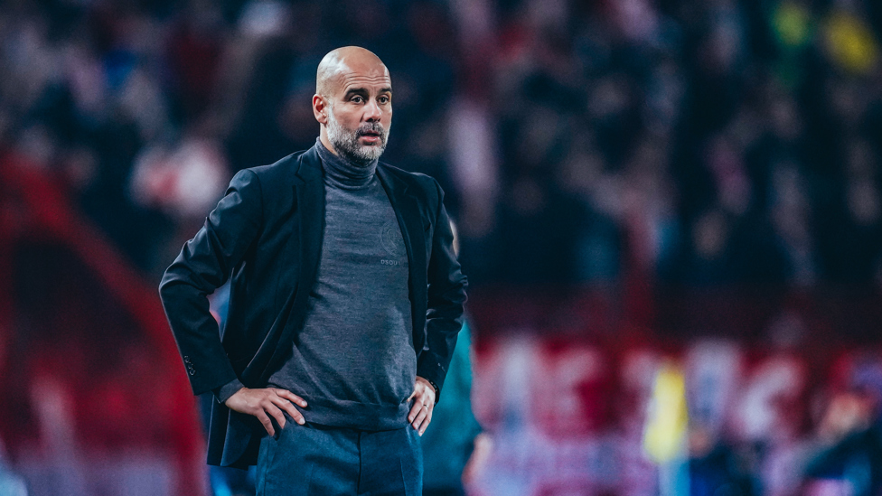 MASTER : Pep Guardiola watches on from the dugout.