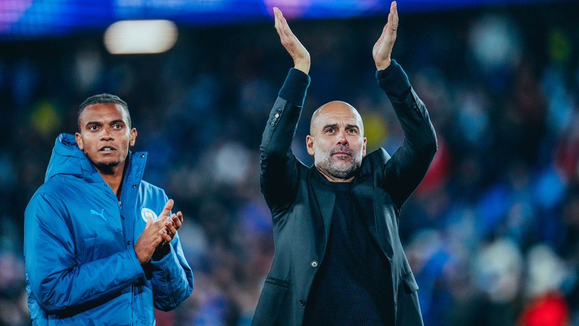 THE BOSS: Applauds the travelling fans.