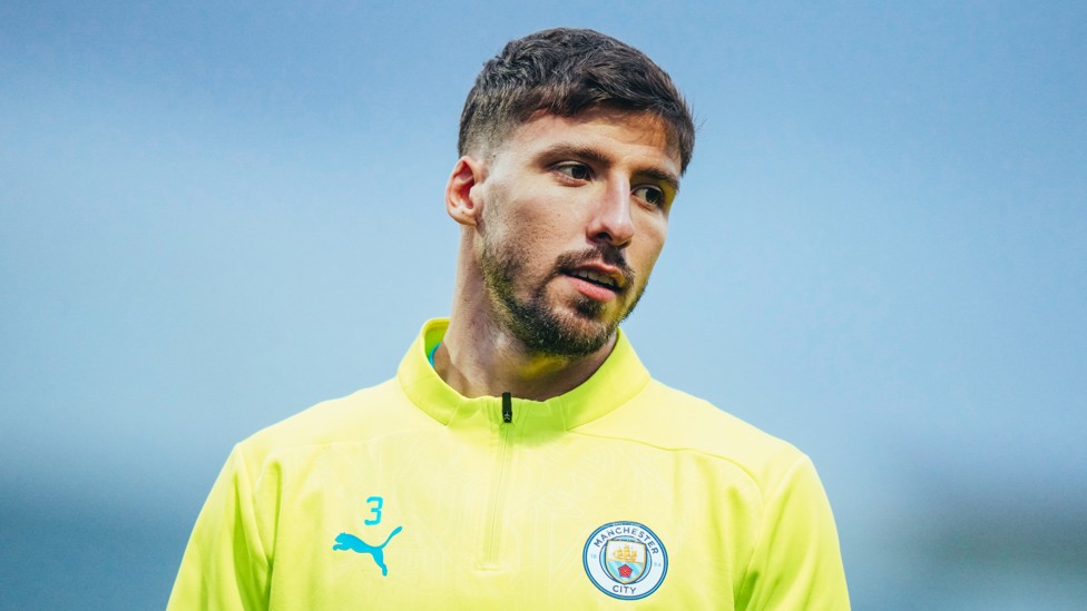 DOMINANT DIAS : Ruben Dias looking calm and collected as he trains on the eve of the Manchester derby