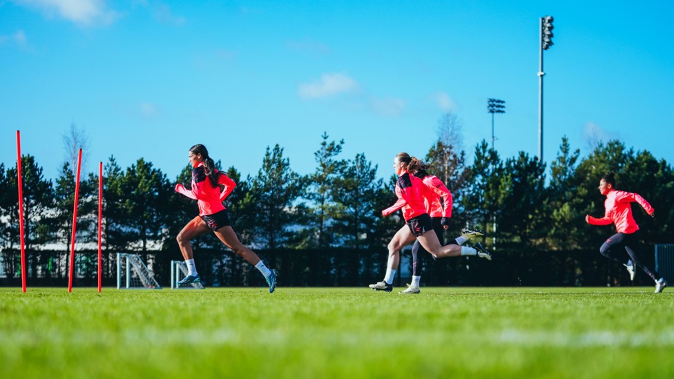 FOOT RACE  : Our players sprint towards the finish line.