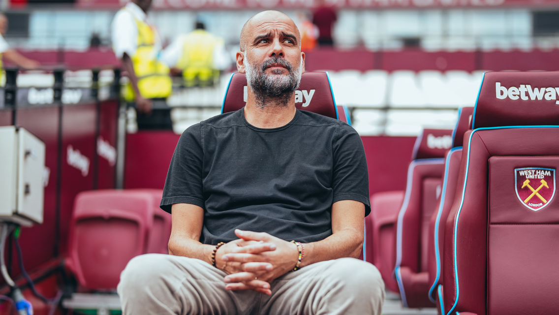 WELCOME BACK PEP: The boss back in the dugout.