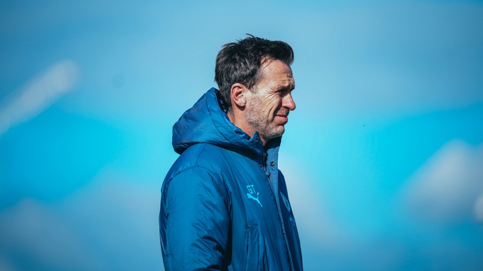 THE BOSS : Gareth Taylor watches training.