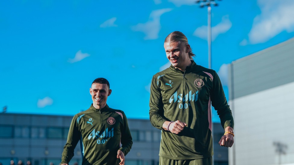 ALL SMILES : Phil Foden and Erling Haaland in high spirits