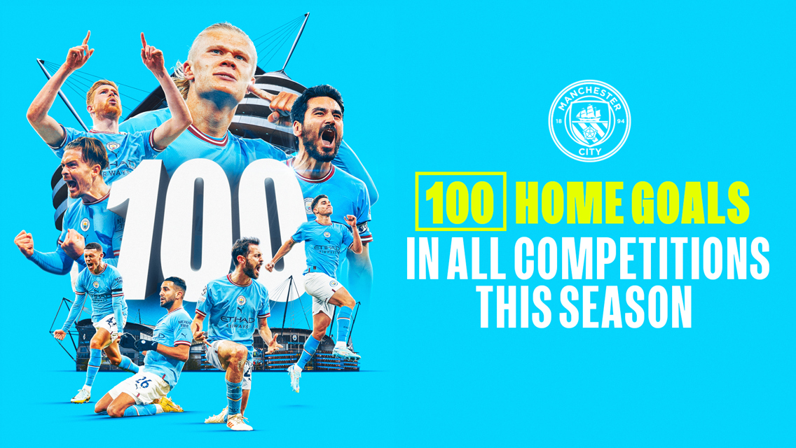 City hit 100 Etihad Stadium goals in 2022/23