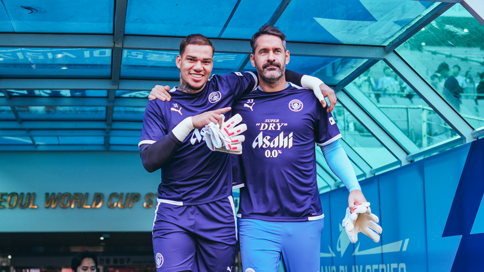 GLOVE MATCH: Ederson and Scott Carson step out for Saturday's session