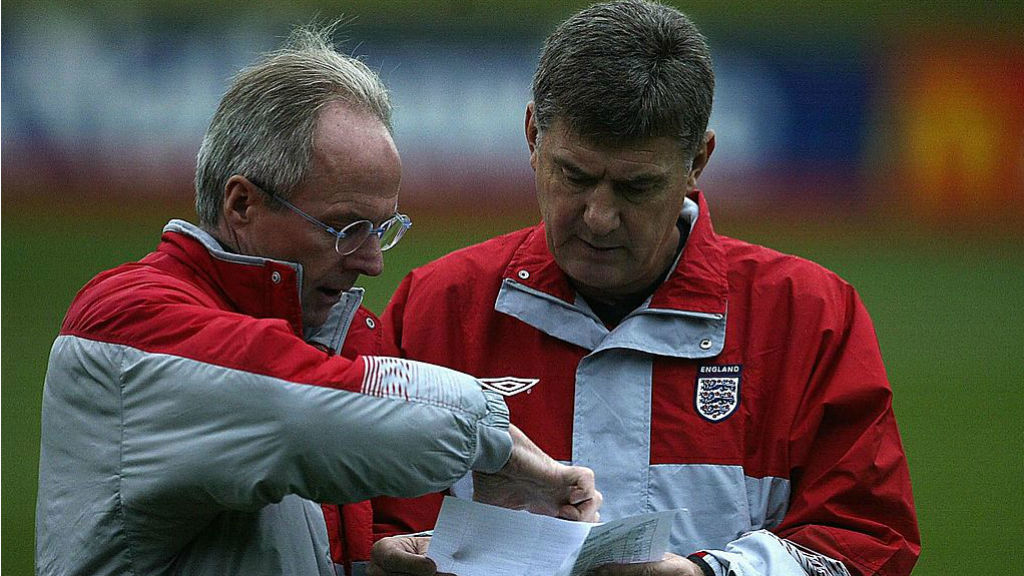 NATIONAL SERVICE: Brian talks tactics with Sven-Goran Eriksson during his time as England coach