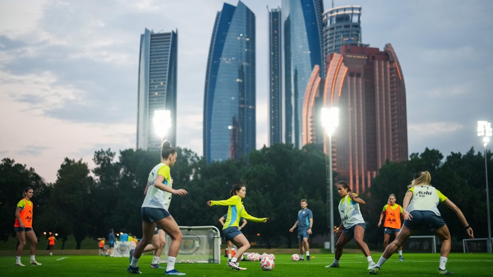 HARD YARDS : The players sharpen up with a stunning backdrop