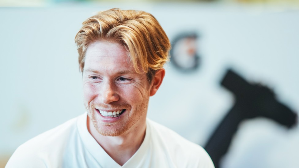 SMILING STAR : Sunday’s captain Kevin De Bruyne in good mood as preparations for Wednesday build