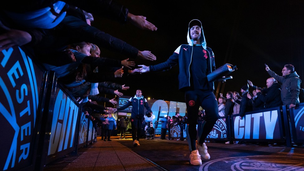 JOLLY JACK : Greets the fans as he makes his way into the stadium.