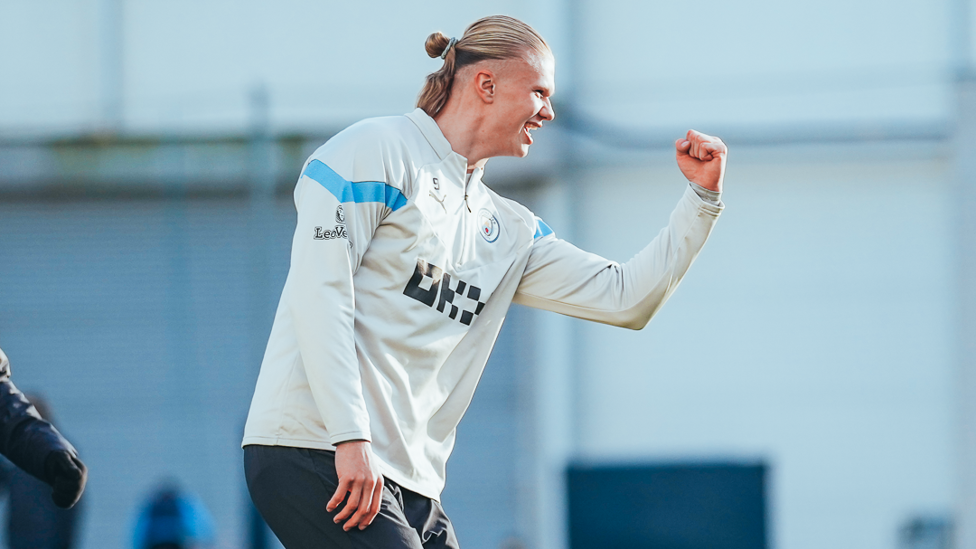 ALL FIRED UP: Erling Haaland looks in the big match mood!