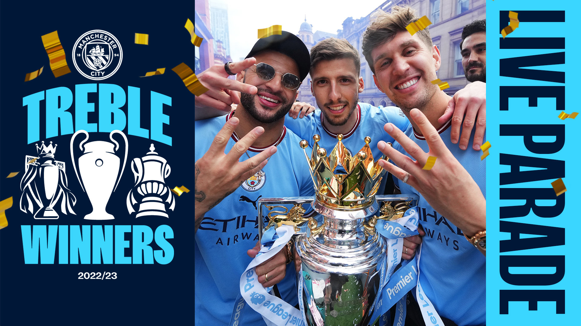 Watch live Treble winners parade in Manchester