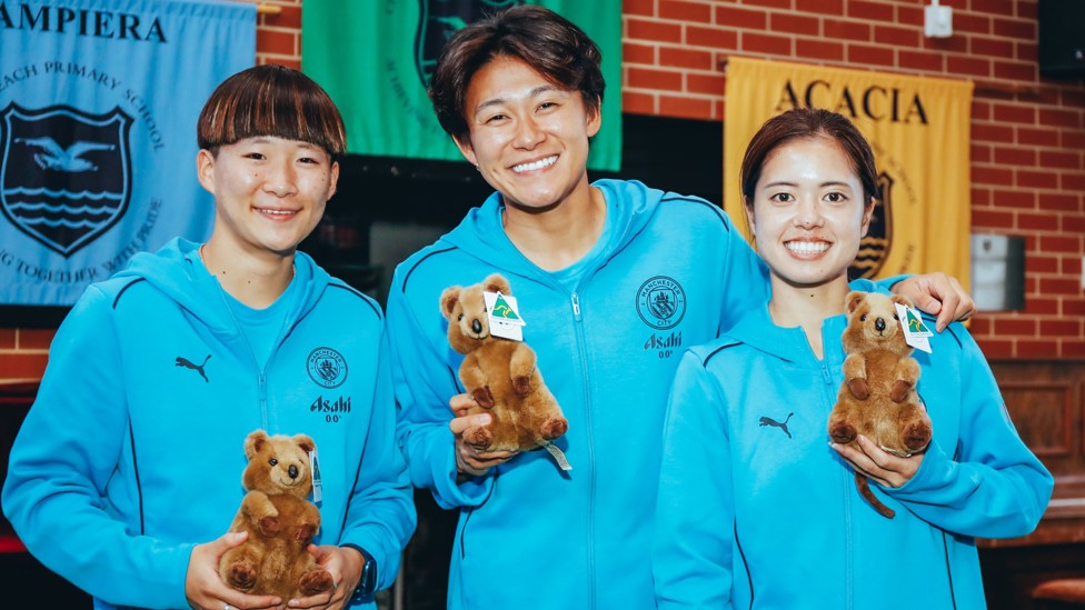 QUOKKA CUDDLES : Our Japanese players proudly show off their gifts from the school