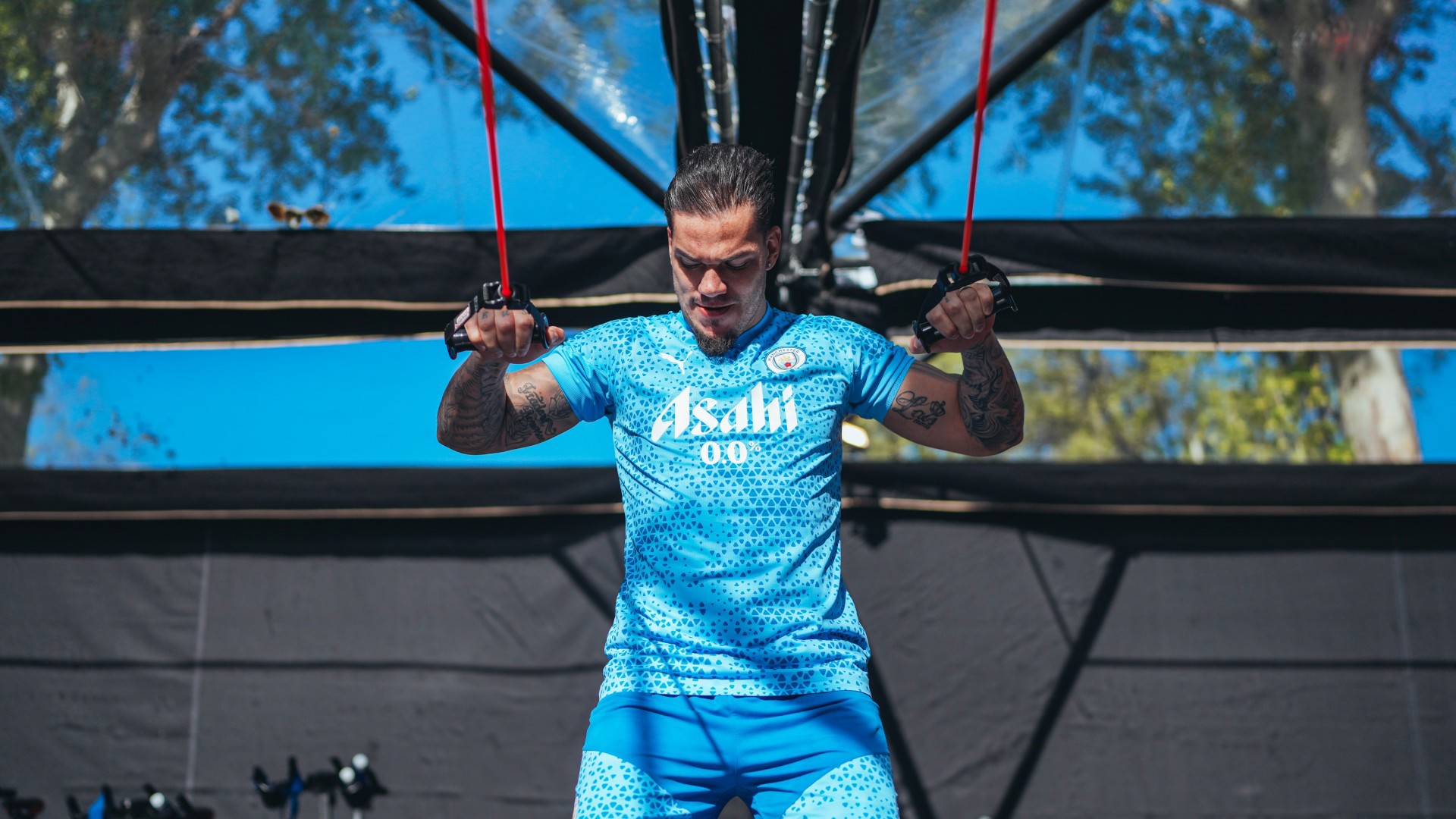 WORKING HARD : Ederson putting in the effort