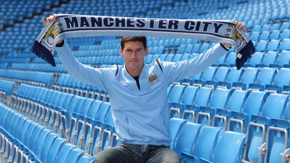 FIRST UP : Defensive midfielder Gareth Barry spent time at the Etihad after his unveiling in 2009. 