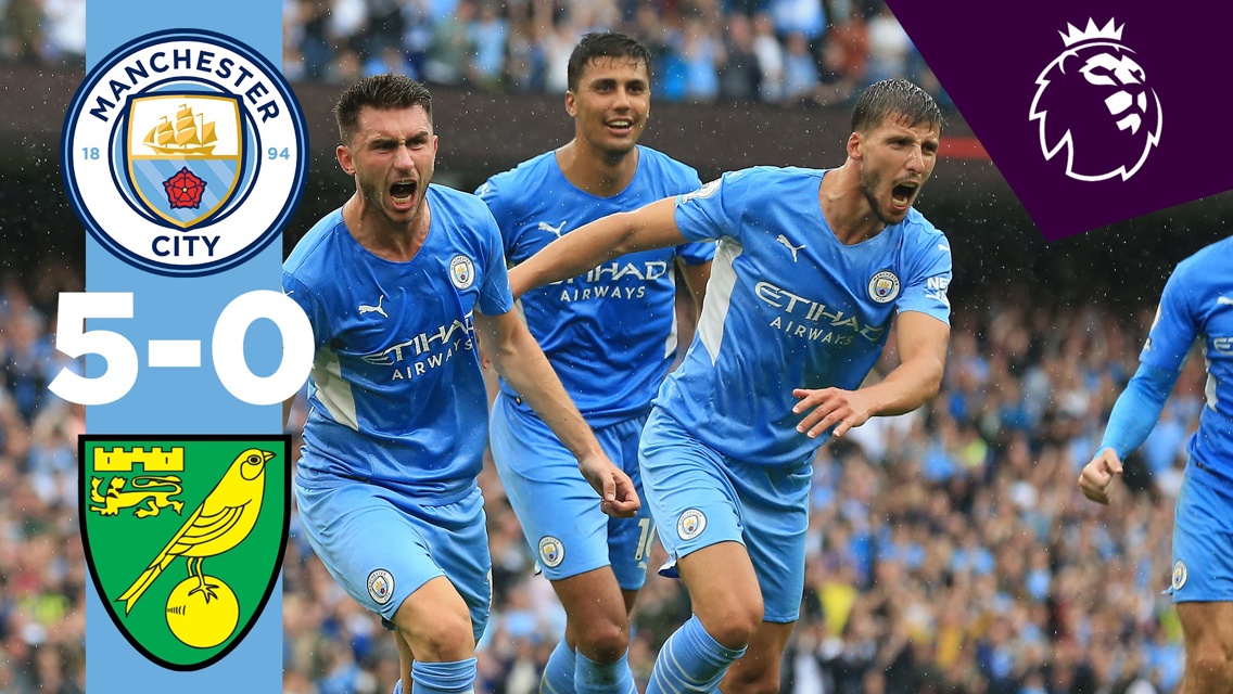 Brief highlights: City 5-0 Norwich