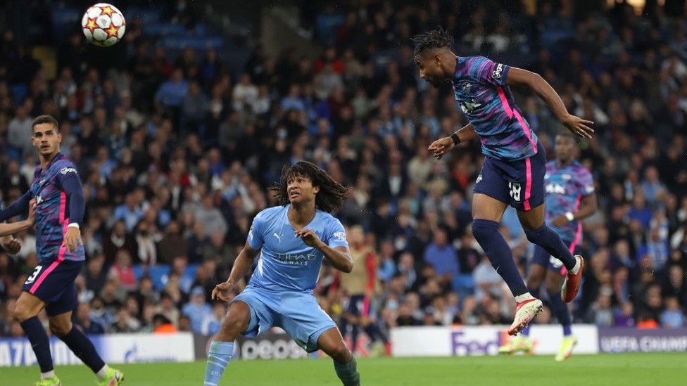 AT THE DOUBLE : Nkunku makes it 3-2 with his second of the evening.