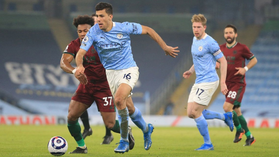 CALM AND COLLECTED: Rodrigo brings the ball away from danger