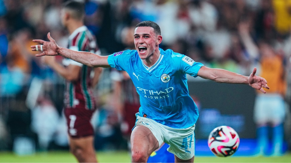 GET IN  : Phil Foden scores in the final against Fluminense.