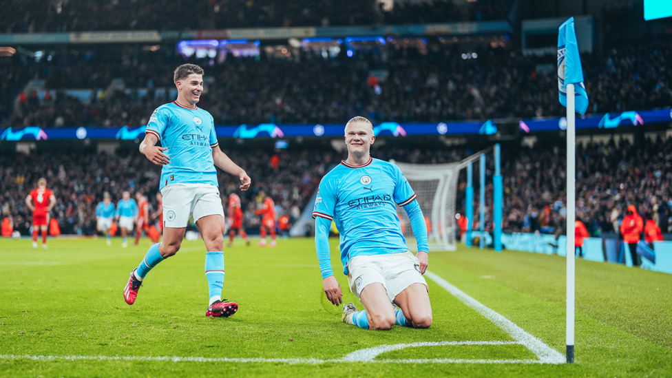 SLIDING INTO THE RECORD BOOKS: Erling Haaland scored his 45th goal of the season, no player has scored that many goals for a Premier League club in one season.