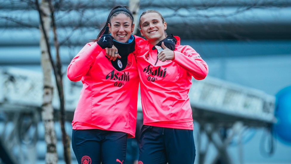 TWO'S COMPANY: Leila Ouahabi and Kerstin Casparij summed up the positive mood in camp.