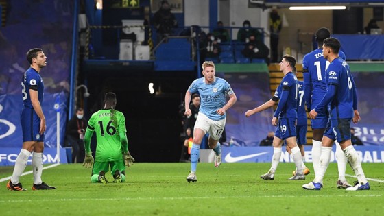 BELGIAN TREAT: Kevin De Bruyne strokes him a third inside 35 minutes