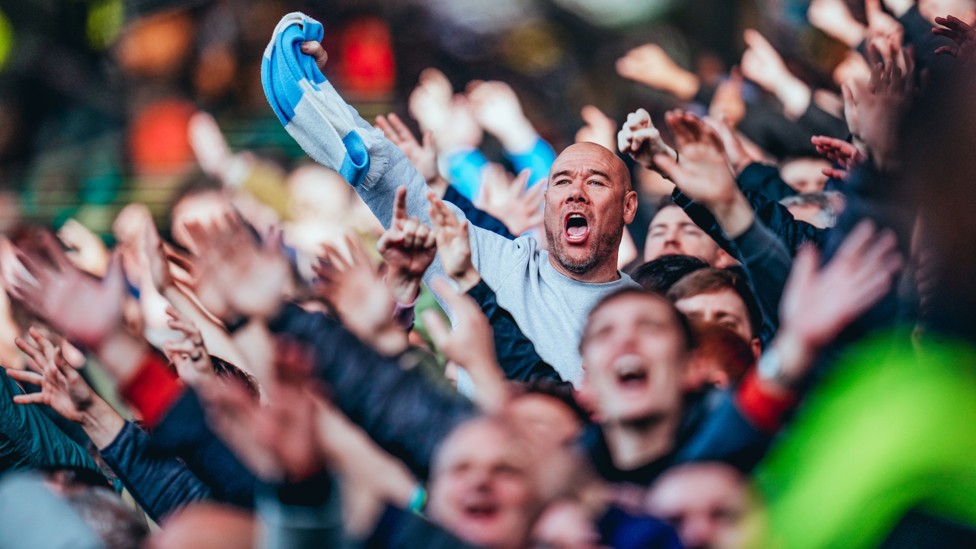 SUPER SUPPORT : Fans celebrate after Josko Gvardiol's lovely leveller