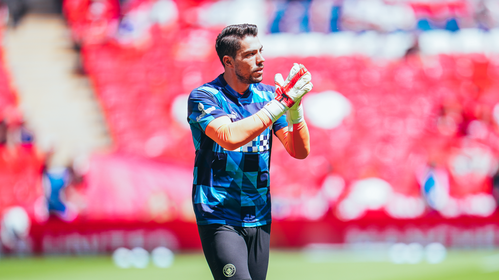 SUPER STEFAN : Applauds the City fans as he comes out for the pre-match warm up.