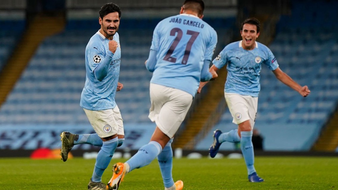 MOMENT OF QUALITY: Ilkay Gundogan wheels away after his free kick finds the back of the net