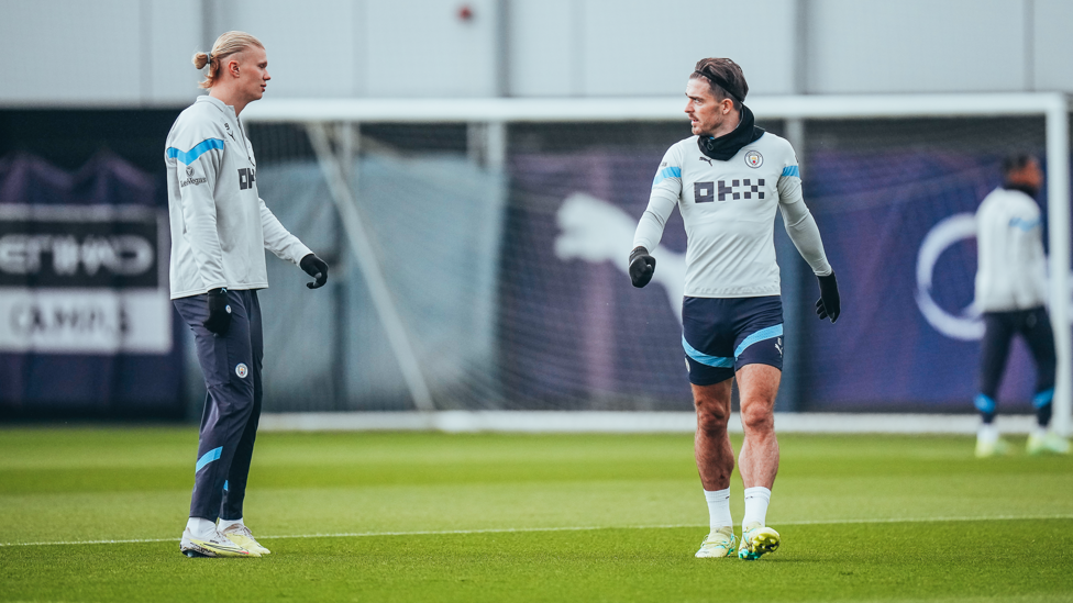 DYNAMIC DUO : Jack Grealish and Erling Haaland share a glance.