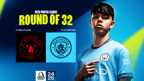 City to face FC Midtjylland in UEFA Youth League Round of 32