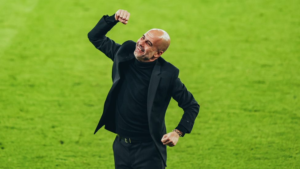 PASSIONATE PEP : The boss can't help but enjoy the moment.