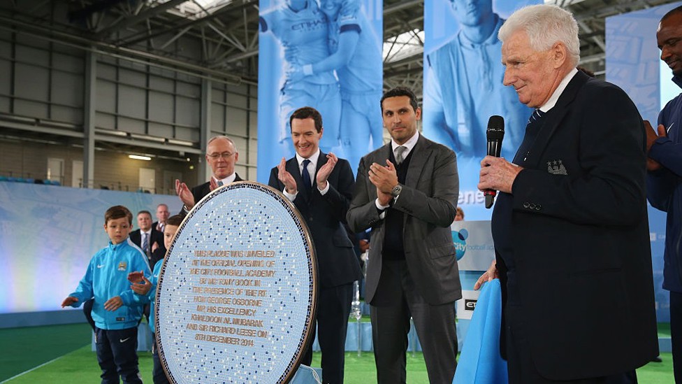 December 2014 : Legendary former player and manager Tony Book opens the City Football Academy, a new state-of-the-art training facility which houses the men and women's first team and youth academy.