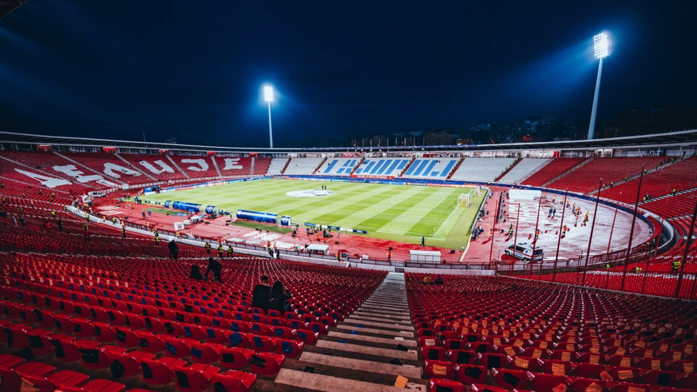 CALM BEFORE THE STORM  : The Rajko Mitic Stadium looking picturesque ahead of the Champions League clash.