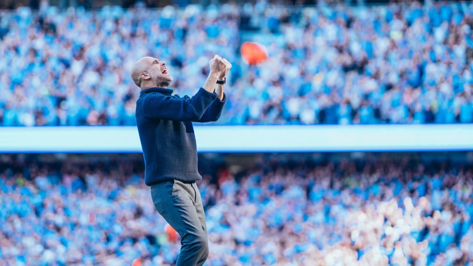 PURE PASSION : Pep Guardiola is joyous on the touchline