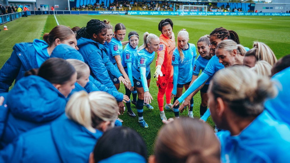 TOGETHERNESS : Getting set for kick-off against West Ham, a home game we won 2-0 at the Joie Stadium.