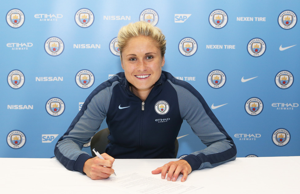 PEN TO PAPER : Steph Houghton signed her first contract extension with us in 2017.