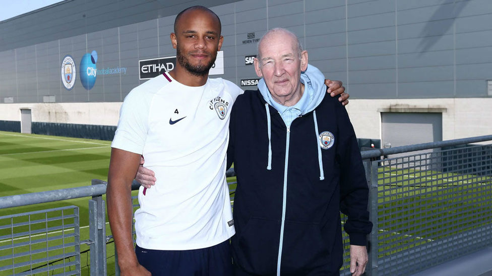 LEADING MAN : City captain Vincent Kompany was always happy to spend time with Bernard and share their collective passion for the Club