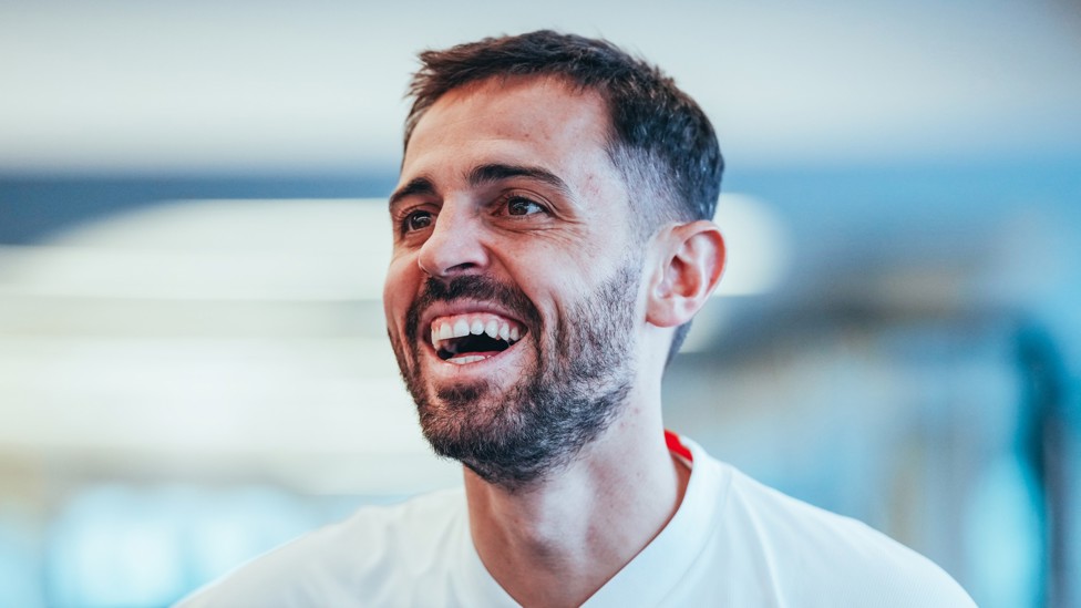 SMILING SILVA : Bernardo in high spirits as training begun in the gym.