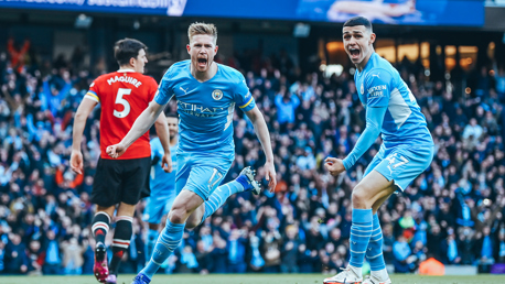 ROAR: KDB wheels away to celebrate.