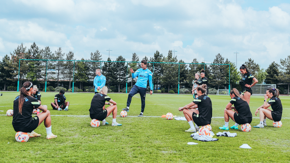 THE BOSS: Gareth Taylor gets a point across to the City players