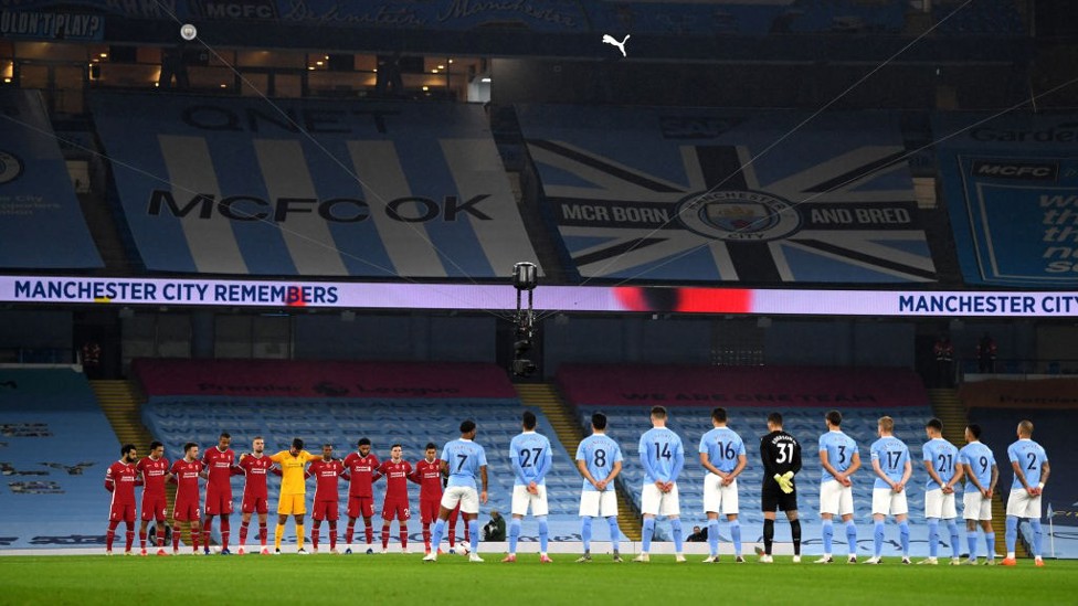 LEST WE FORGET: The two teams observe a minute's silence on Remembrance Sunday