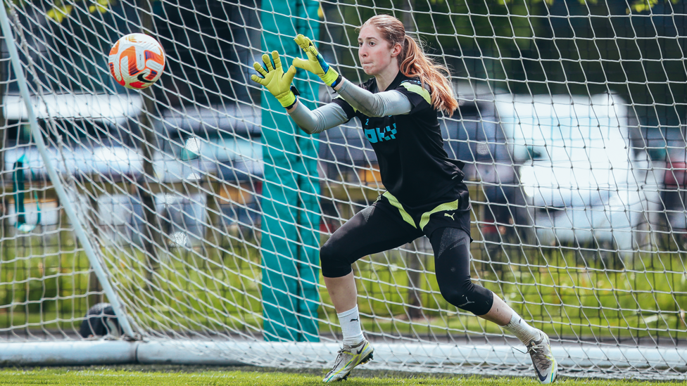 HAND IT TO SANDY: Goalkeeper Sandy MacIver is put through her paces.