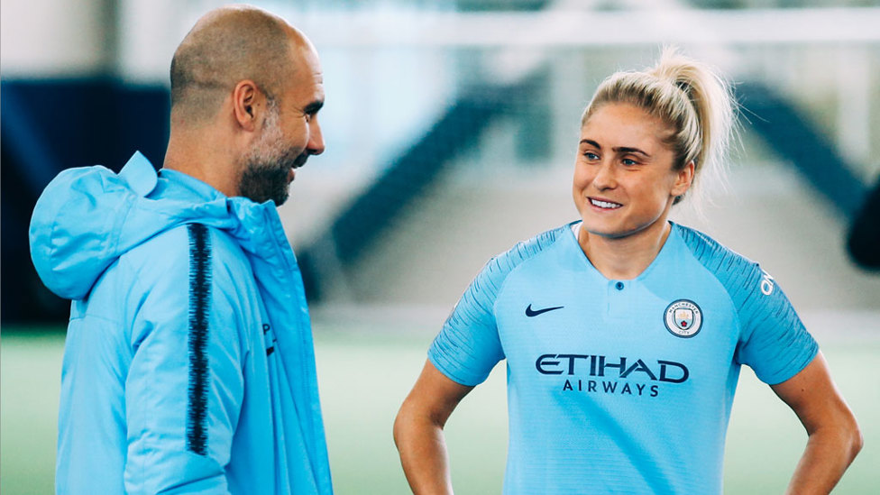 DRIVING FORCE : Pep and Steph Houghton share their thoughts