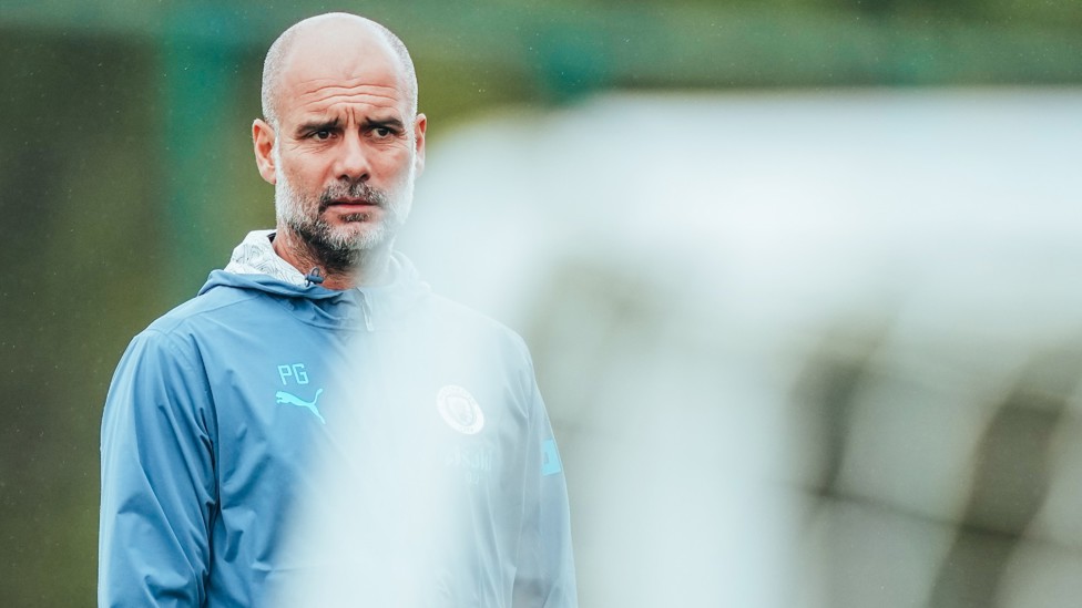 WATCHING BRIEF : Pep Guardiola keeps his eye on training