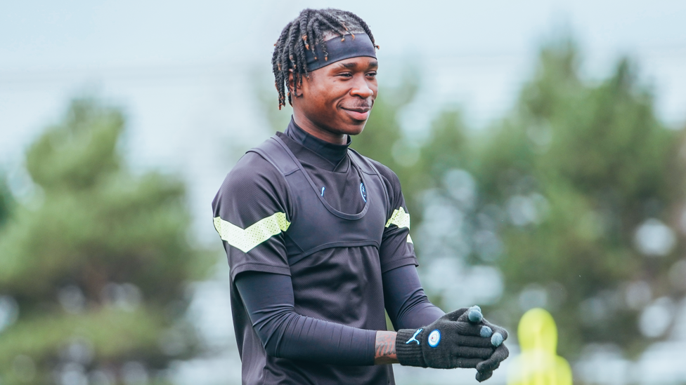 READY TO GO : Joel Ndala warms up at the start of the session