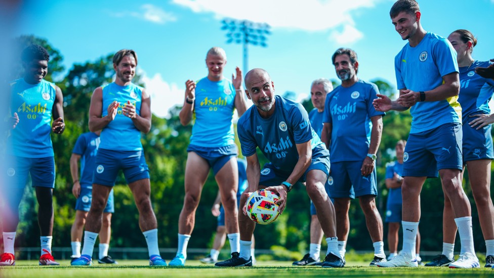 BASKETBALL? : Pep Guardiola trying out a different sport?