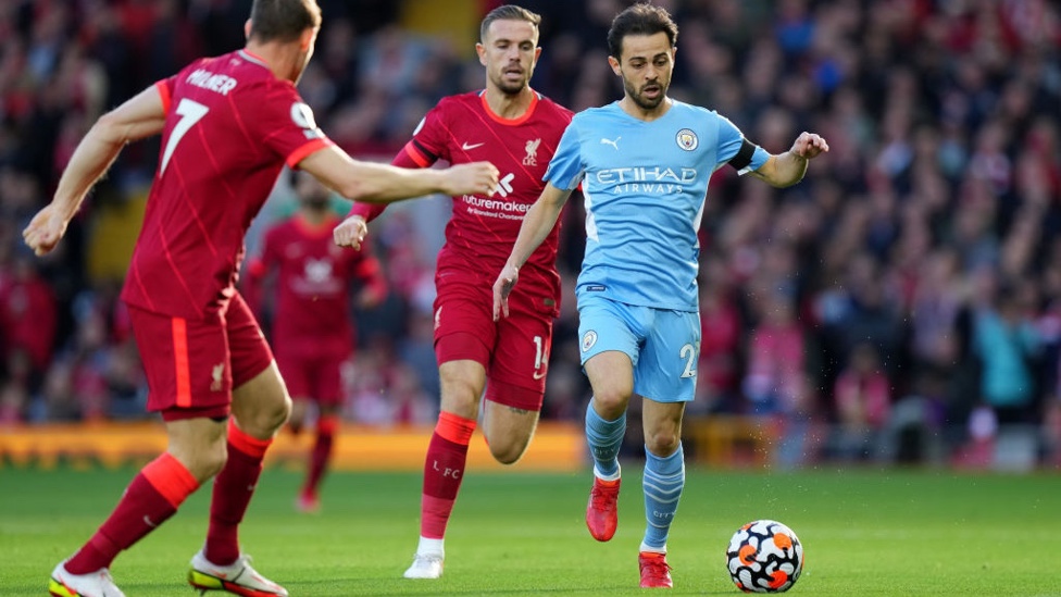 PACE TO BERN : Silva drives City up the pitch early on.