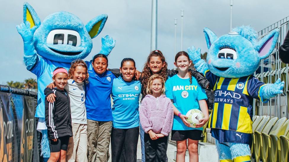 THE FANS : The Moonies meet some of City's young fans.