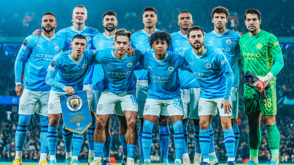 BOYS IN BLUE : Pep's ranks line up ahead of our Champions League clash.